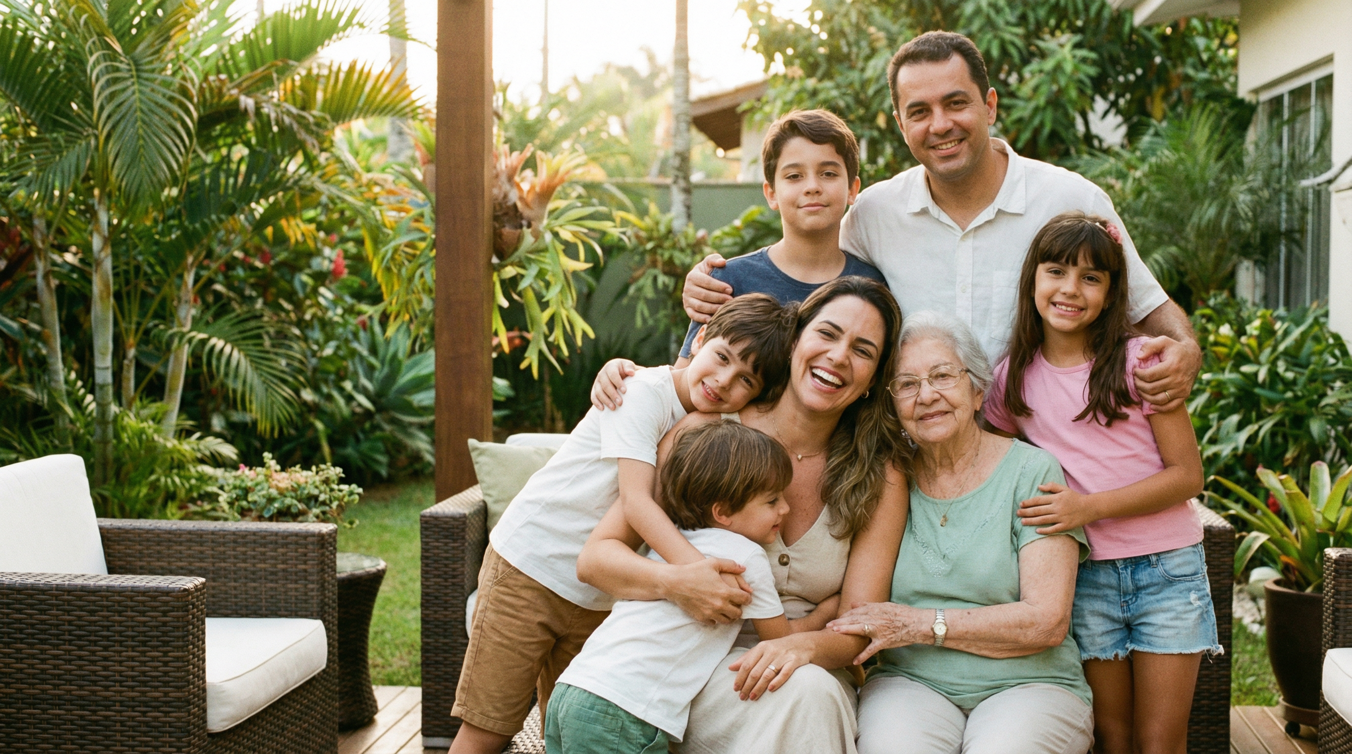 Família feliz e protegida